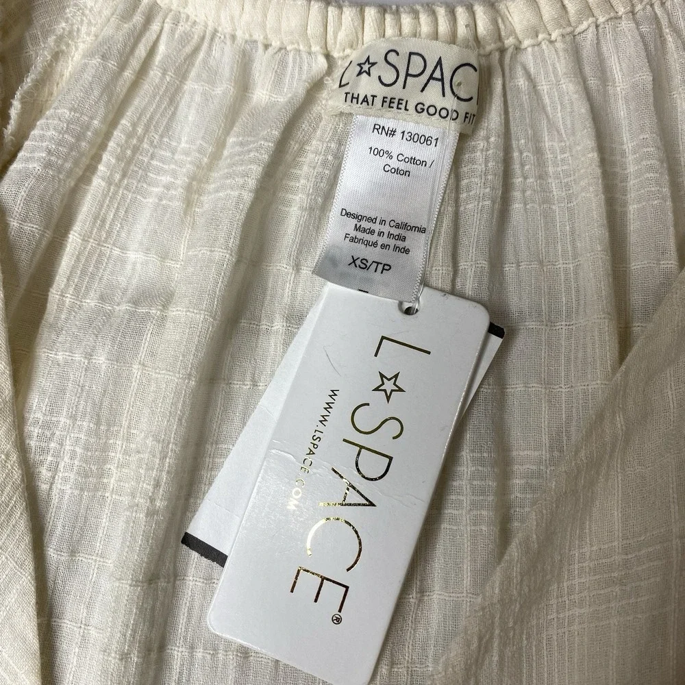 L*Space Feelin Fine ivory cut out mini dress Women Sz XS Long Sleeve Lightweight - Picture 13 of 16